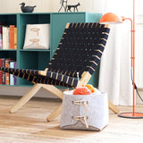 Large storage bin with leather details - Medium Grey