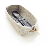 Remote Control Caddy - Light Grey Wool Felt