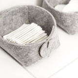Grey wool felt catch all from Skandinavious used for q tips