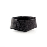 Small charcoal felt organizer with circle closure on front