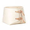 Stylish white felt bin made from thick wool felt with details in veg-tanned leather