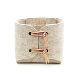 Large storage bin with leather details - Light Grey